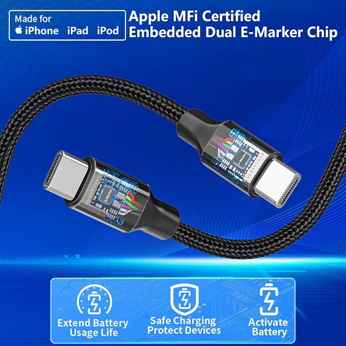 [Apple MFi Certified] iPhone 17 Car Charger, 6-Port 120W USB-C&USB-A Power Cigarette Lighter PD/QC Multiport Fast Car Charger + Type-C Braided Cord for iPhone 17 Pro/16/15/Galaxy S26/S25/Pixel