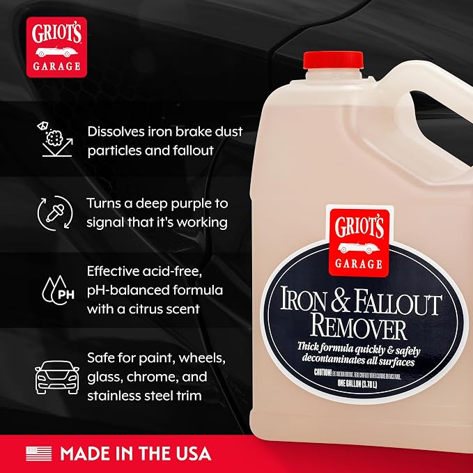 Griot's Garage Iron and Fallout Remover for Car Detailing and Cleaning, Removes Rust, Embedded Debris, and Fallout from Multiple Exterior Surfaces 10949, One Gallon