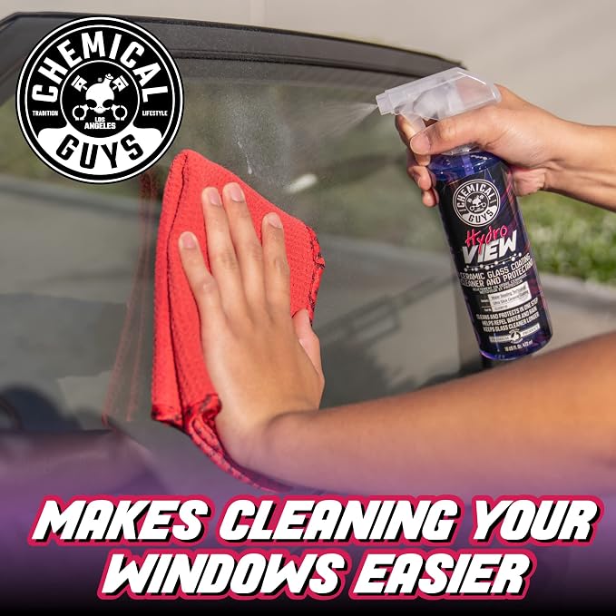 HydroView Ceramic Glass Cleaner & Coating - Cleans & Adds Hydrophobic Protection, Car Window Cleaner for Glass, and Mirrors, Trucks, SUVs, and Home Use - 16 fl oz