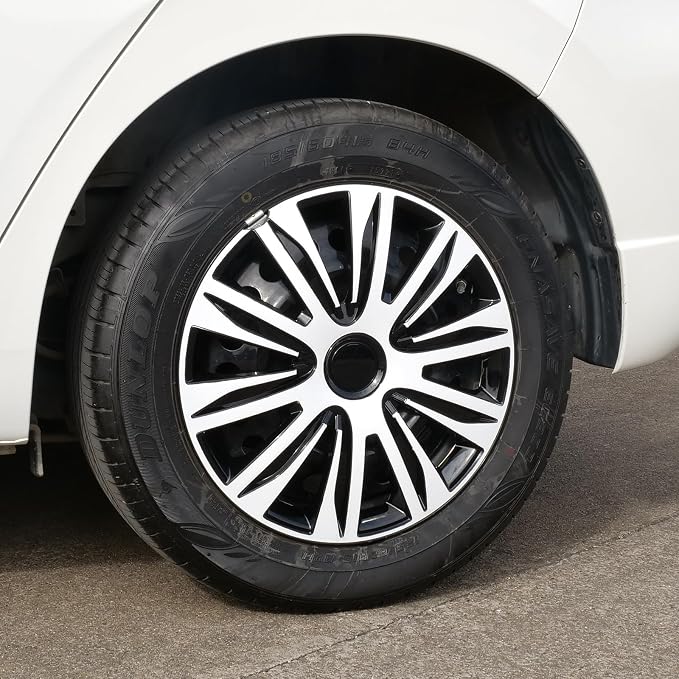 4-Pack 14 Inches Wheel Rim Cover Hubcaps,Redesign Fashion Style Replacement Hubcaps,Car Truck SUV Hub Accessories, Black&White&Lacquer