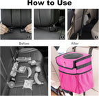 Car Trash Can Foldable Garbage Bin Leakproof 2.3 Gallons Car Trash Bag Pink