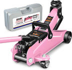 DNA Motoring 1.5 Ton Car Floor Jack Low Profile Hydraulic Trolley Service/Floor Jack, 1.5T / 3000 lbs Capacity, Lifting Range 5.3 Inch -12 Inch, with Storage Case, Pink, TOOLS-00327-PK