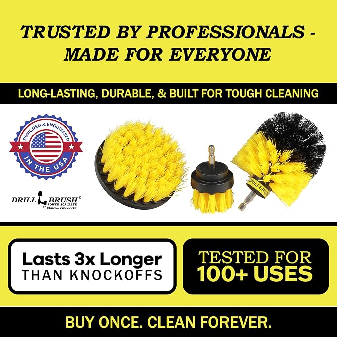Attachment Set for Bathroom Cleaning – Power Scrubber Brush Kit for Tub, Tile, Shower, and Grout – All-Purpose Household Cleaning Brushes for Drill - Electric Grout Cleaner Kit