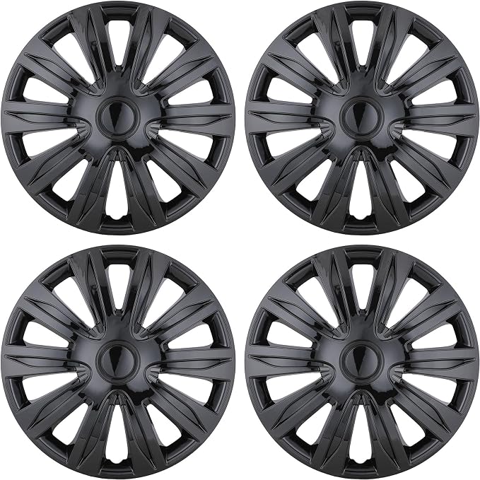 4-Pack 15 Inches Wheel Rim Cover Hubcaps,Redesign Fashion Style Replacement Hubcaps,Car Truck SUV Hub Accessories, Black Lacquer