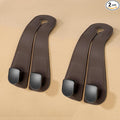 JOJOY LUX 2025 Automotive Seat Back Hooks,Leather Car Seat Hooks,Dual Headrest Organizer Hangers for Purses, Bags & Phones, 2 in 1 Car Headrest Hidden Hook for Tidy Organization,Pack of 2(Mocha)