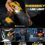 160PSI Cordless Tire Inflator Compatible with Dewalt 20V Battery, DC 12V Portable Air Compressor with Digital Pressure Gauge, 2X Faster Air Pump for Car, SUVs, Motor, Bike, Ball (Tool Only)