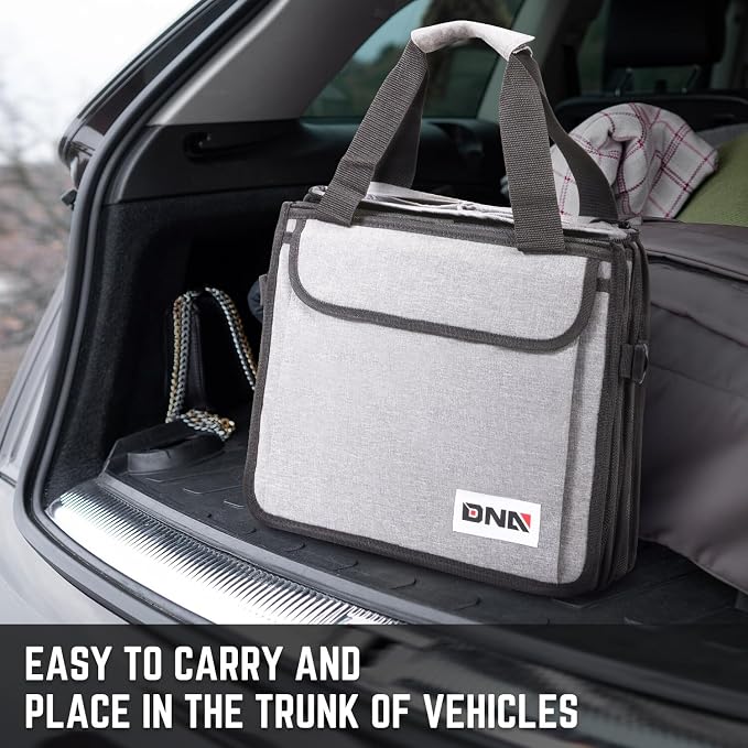 Trunk Organizer for Car, 90L Large Capacity Foldable Trunk Organizer, Multi Compartment Car Trunk Organizer for Women Men, Grey, TOOLS-00421