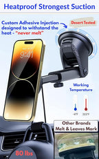 PTz Words for MagSafe Windshield Mount - Magnetic Phone Holder for Car, Suction Cup, High Heat Resistant, Super Strong Magnets, Compatible with iPhone, Galaxy & Other Smartphones