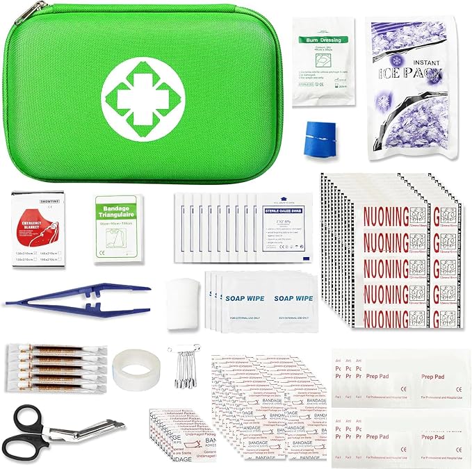 276 Car First Aid Kit for Business, Portable First Aid Kits Travel Szie Emergency Essentials Supplies for Outdoor Activities Skating Boating, Green