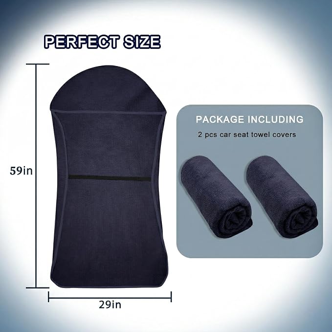 Car Seat Towel Cover, 2pcs Universal Front Seat Protector for Cars, SUVs and Trucks, Sweat Towel Car Seat Cover for Gym, Yoga, Swimming, Pets and Family Travel