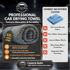 Car Drying Towel Extra Large 36" x 24" 1400 GSM Twisted Loop Microfibre - Charcoal Drying Towel Car Detailing, Double-Sided Edgeless Design, Super Absorbent, Durable Machine Washable and Lint-Free
