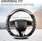 PU Leather Car Steering Wheel Cover with Anti-Slip Grip, for Women and Men, Universal Fit for 14.5-15 Inch Cars, Trucks, SUVs (Gray (Round), Medium(Standard) Size[14 1/2''-15''])