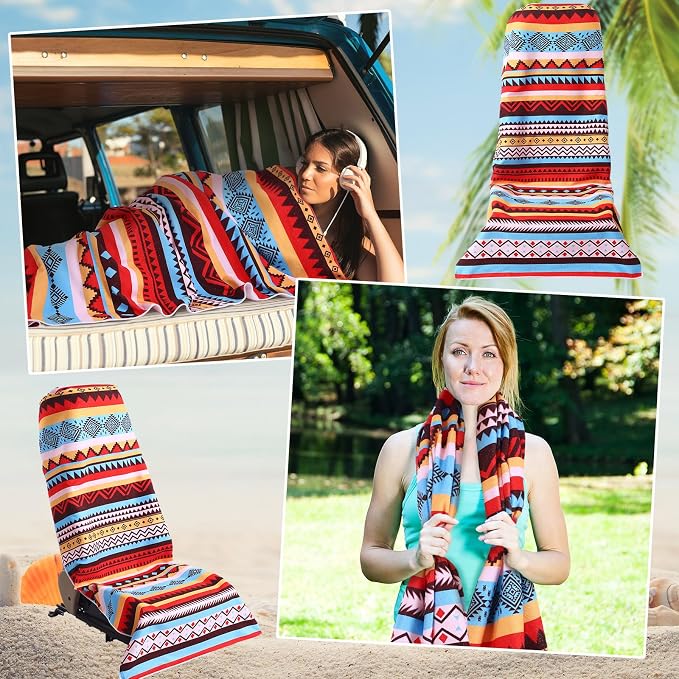 Car Seat Towel Covers Christmas Car Accessories Gifts Athletic Running Towel Performance Microfiber Post Workout Sweat Washable Cover Non Slip for Seat Outdoor Sport(Tribal)