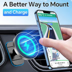 for Magsafe Car Mount Charger【100% Stable】 15W Magsafe Car Charger Magnetic Phone Holders for Your Car Accessories for Women Men car Phone Holder Wireless Car Charger for iPhone (Gray)