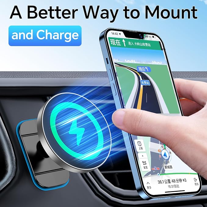 for Magsafe Car Mount Charger【100% Stable】 15W Magsafe Car Charger Magnetic Phone Holders for Your Car Accessories for Women Men car Phone Holder Wireless Car Charger for iPhone (Gray)