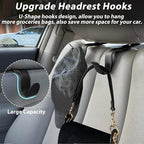 Purse Hook for Car Seat Headrest, Car Purse Holder Leather Vehicle Storage Organizer for Handbags, Groceries, 2Pack Black