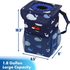 Waterproof Car Trash Can with Lid and Pockets, 1.8 Gal, Blue | Leakproof, Collapsible Multipurpose Car Bin with 3 Side Storage Pockets, Adjustable Straps
