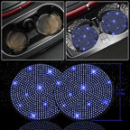 12 Pcs Bling Car Accessories Set for Women Car Floor Mats Full Set Steering Wheel Cover Seat Belt Covers Coasters Universal Fit Car SUV Truck Van Blue