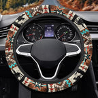 Car Steering Wheel Cover, 15 Inch Soft Breathable Steering Wheel Protector for Women Men, Universal Fit for SUV Sedan Van Truck, Aztec Horse Cowboy Cactus