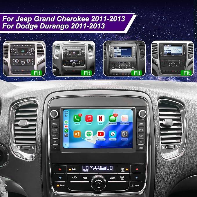 5GWifi Upgrade Radio for Dodge Durango 2011-2013, Jeep Grand Cherokee 2011 2012 2013, 7inch Touchscreen Car Stereo Replacement Apply CarPlay Android Auto GPS Navigation FM DSP Head Unit Backup Camera