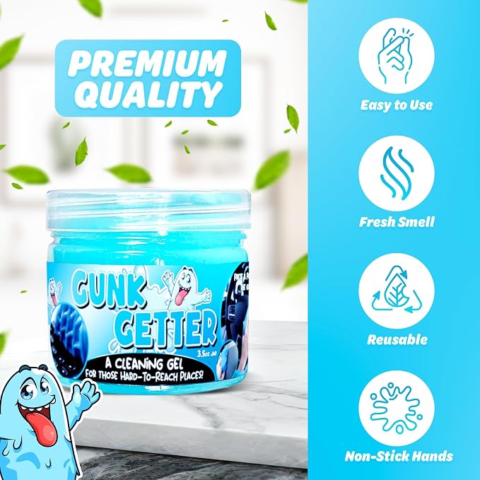 Cleaning Gel for Those Hard to Reach Places, Automotive Cup Holder Electronic Keyboard Office, Slime Gel Cleaner Dust Crumb Removal (Jar, Blue, 3.5oz)