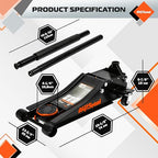 Low Profile Floor Jack 3 Ton (6600 lbs), Heavy Duty Hydraulic Jack for Car, Heavy-Duty Floor Jack with Dual Pistons Quick Lift Pump, Car Floor Jack with Lifting Range 3-1/8'' to 19-7/8''