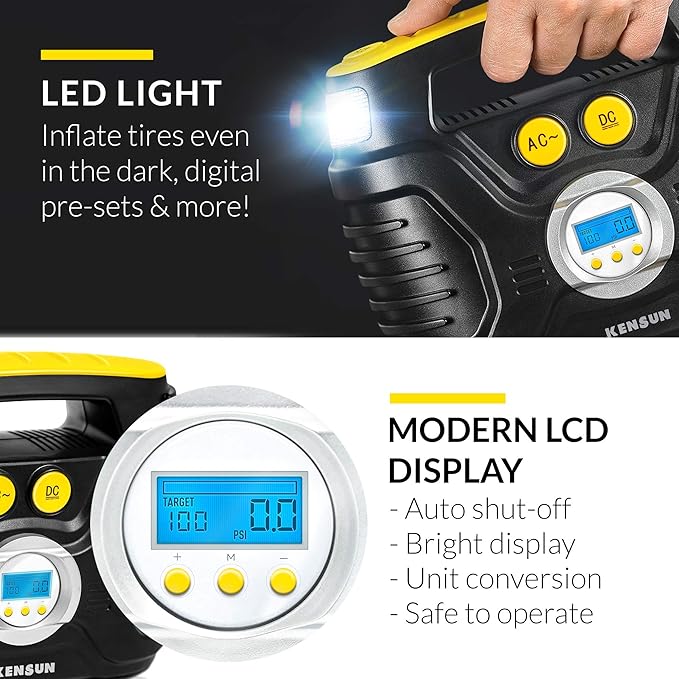 AC/DC Tire Inflator Pump for Car 12V DC and Home 110V AC Swift Performance 2.0 Portable Air Compressor Pump for Car and Home