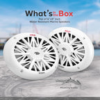 Pyle 6x9 Inch Dual Marine Speakers - 2 Way Waterproof and Weather Resistant Outdoor Audio Stereo Sound System with 260 Watt Power, Poly Carbon Cone and Cloth Surround - 1 Pair - PLMR692