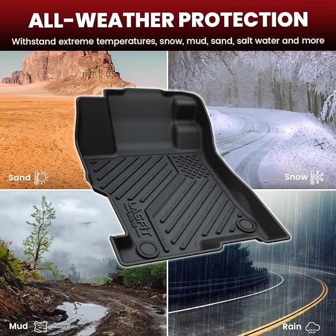 Floor Mats for Honda Accord Sedan 2008-2012, All Weather Waterproof Anti-Slip Odorless Custom Fit TPE Floor Liners 1st & 2nd Row, Black (Not for Coupe)