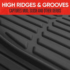 2 Piece Front Car Floor Mats- Black FlexTough Contour Liners-Deep Dish Heavy Duty Rubber Floor Mats for Car SUV Truck & Van-All Weather Protection, Universal Trim to Fit
