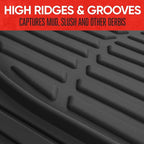 FlexTough Floor Mats for Cars, Black Deep Dish All-Weather Car Mats, Waterproof Trim-to Fit Automotive Floor Mats for Cars Trucks SUV, Universal Floor Liner Car Accessories