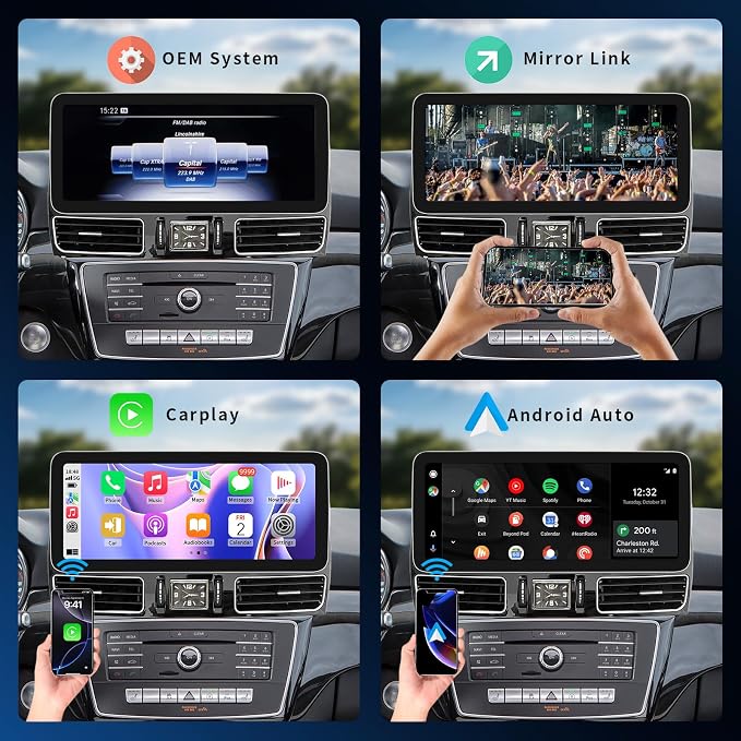 Wireless CarPlay/Android Auto 12.3 Inch Touchscreen for Mercedes Benz GLE/GLS (2016-2018) with NTG5.0/5.1/5.2 System, Car Radio Receiver, Multimedia, Bluetooth, Car Stereo