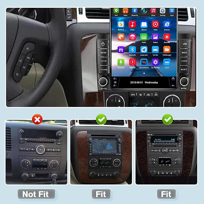 9.7" Car Radio Stereo for Chevy Silverado,for GMC Acadia,for Buick Enclave | Top Trim Adapter Needed,Android 13 GPS Head Unit with 4+64GB,Support Bluetooth, WiFi, DSP, Mirror Link, SWC