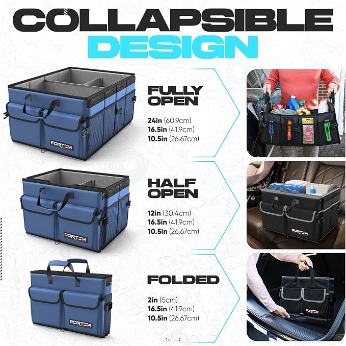 Trunk Organizer For SUV Car Trunk Organizer, Foldable Storage, Car Accessories for Women Men, Collapsible Bag, 600D Oxford, Non Slip Bottom, Straps, Soft Cover (65L)