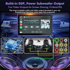 10 Inch IPS Touch Screen Double Din Car Stereo Compatible with Wireless Carplay, Android Auto, Mirrorlink - Car Radio Audio Stereo Receiver with Bluetooth, FM, 720P Backup Camera