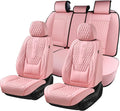 Coverado Seat Covers Full Set, Pink Car Seat Covers, Waterproof Car Seat Cover with Lumbar Support, Leather Car Seat Cushion Protector, Car Seat Covers Universal Fit Most Cars