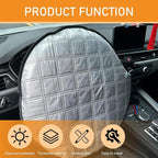 Shakas Car Steering Wheel Cover Sun Shade, Aluminum Film Car Wheel Cover Heat Insulation Cooling, Thickened Anti-aging Foldable Reflective Protector, for Most Cars SUV Truck Van (Silver)