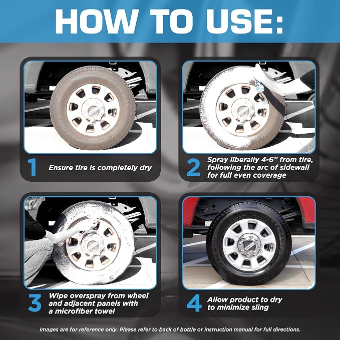 120255 All in One Tire Wet Foam Cleans, Shines & Protects Tires while Lifting away Grime, Grease & Dirt, Ultra Gloss Shine - Cherry Scent