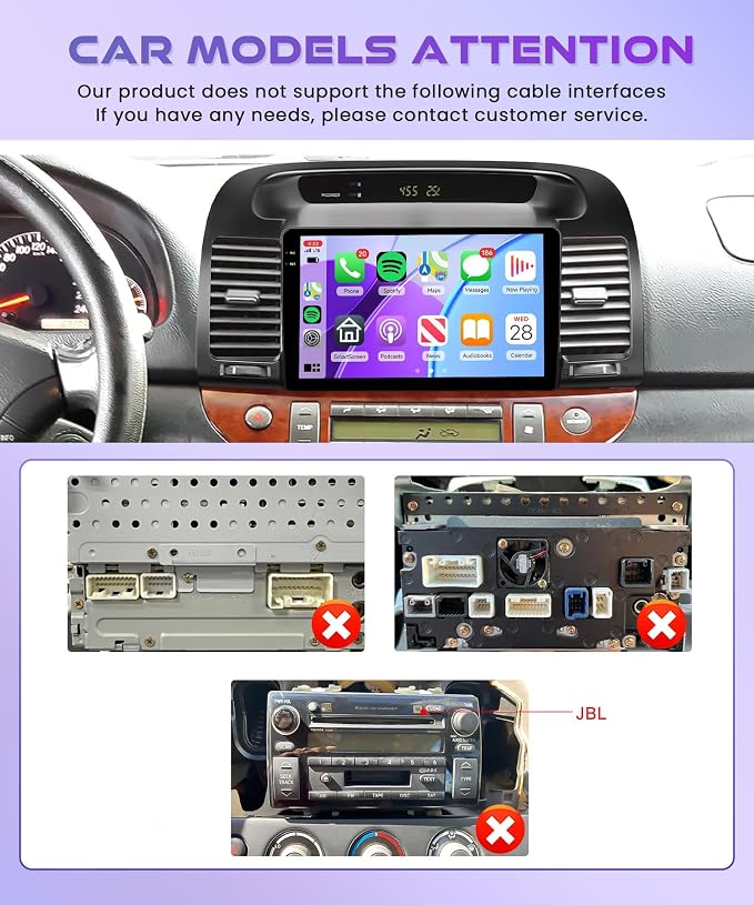 4GB+64GB Android 15 Car Stereo for Toyota Camry 2000-2006, 9" INCELL Touchscreen Radio with Wireless CarPlay Android Auto, GPS WiFi Bluetooth FM/RDS EQ SWC Backup Camera