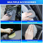 Car Cleaning Kit, Car Detailing Kit Interior Cleaner with High Power Handheld Vacuum, 10Pcs Detailing Brush and Storage Bag, Gray Auto Interior Cleaning Kit for Men