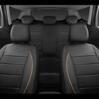 Universal FIT Piping Leather Car Seat Cover, for suvs,Van,Trucks,Airbag Compatible,Inside Zipper Design and Reserved Opening Holes (Full Set, Black and Beige)