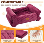 Dog Car Seat for Medium/Large Dogs up to 60 lbs, Memory Foam Dog Booster Seat with Thick Cushion, Pet Car Seat for Back with Detachable Washable Cover, Storage Pockets for SUV, Pick Up, Trunk, Red