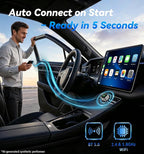 2026 Upgraded Wireless CarPlay Adapter with Buttons for Privacy Call & Two-Phone Fast Switch, Aluminum Cooling, Dual-Band WiFi, Mini Cable-Free, Compatible with Apple iPhone & Android Auto, Gray