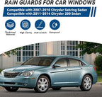 4pcs Front+Rear Smoke Tint Sun/Rain Guard Outside Mount Tape-On Vent Window Visors Compatible with 07-10 Sebring 11-14 200 Sedan