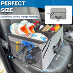 Car Trunk Organizer with Lid, Collapsible Multi Compartment SUV Organizer with Non-Slip Base Adjustable Straps