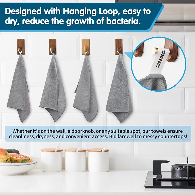 Grey Microfiber Cleaning Cloth -Pack of 8, Highly Absorbent Cleaning Rags, 16"X12" All Purpose Cleaning Towels for Housekeeping, Kitchen, Car, Lint Free and Reusable Microfiber Towels