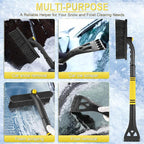 32" Snow Brush and Ice Scrapers for Car Windshield, Extendable Car Snow Accessories with Foam Grip, Brush Supports 360 Degree Rotation, Car Winter Removal Tool for Cars, Trucks, SUVs
