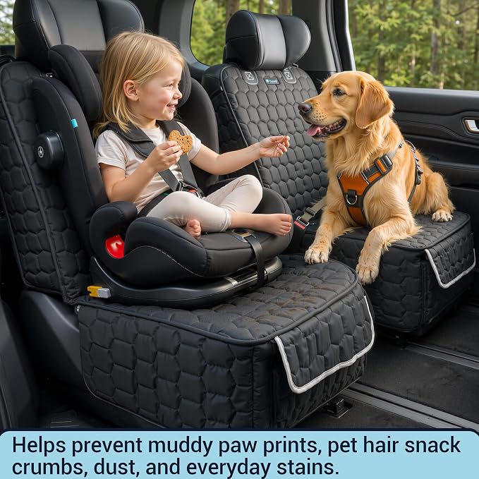 2 Pack Front Seat Covers for Dogs, 600D Waterproof Dog Car Seat Covers with Side Flaps Non Slip Scratch Proof, Captain Chair Car Seat Protector Cover for Pets & Daily Use, Fits Cars SUV Trucks
