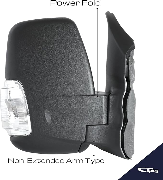Passenger Side Mirror for 2018-2019 Ford Transit 150 250 350 Cargo Power Adj Heated Power Fold Turn Signal Light Short Arm Textured Black 8 Pins Right FO1321602