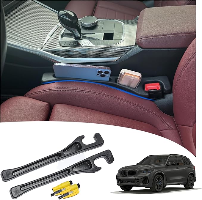 【Compatible with BMW X1 X3 X5】 Seat Gap Filler,No Drop Seat Guard Compatible with BMW X3 X5,Drop Seat Guards for Cars(2Pcs),Emergency Keychain Car Escape Tool(2Pcs)